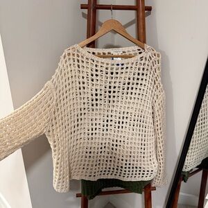 Lafayette 148 Linen Silk Open Knit Sweater – Coastal / Resort / Quiet Luxury